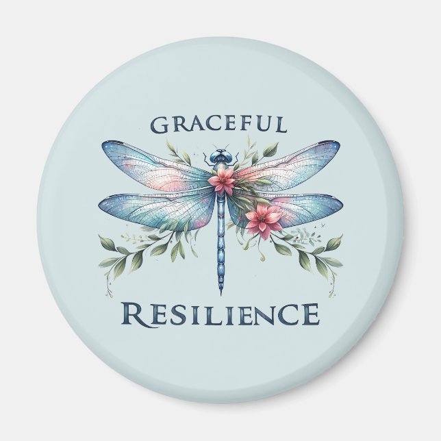 Graceful Resilience - Artistic Dragonfly Magnet (Front)