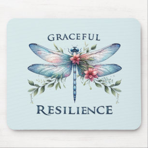 Graceful Resilience - Artistic Dragonfly Mouse Mat