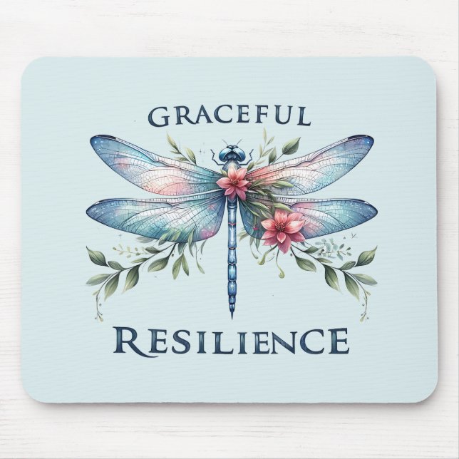 Graceful Resilience - Artistic Dragonfly Mouse Mat (Front)
