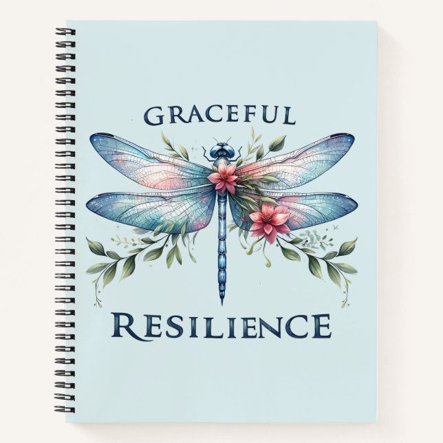 Graceful Resilience - Artistic Dragonfly Notebook (Front)