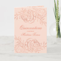 Graceful Rose Gold & Blush Pink Floral Quinceanera