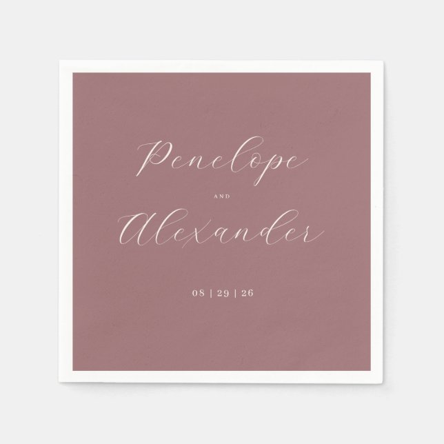 Graceful Rose Gold Calligraphy Napkin (Front)