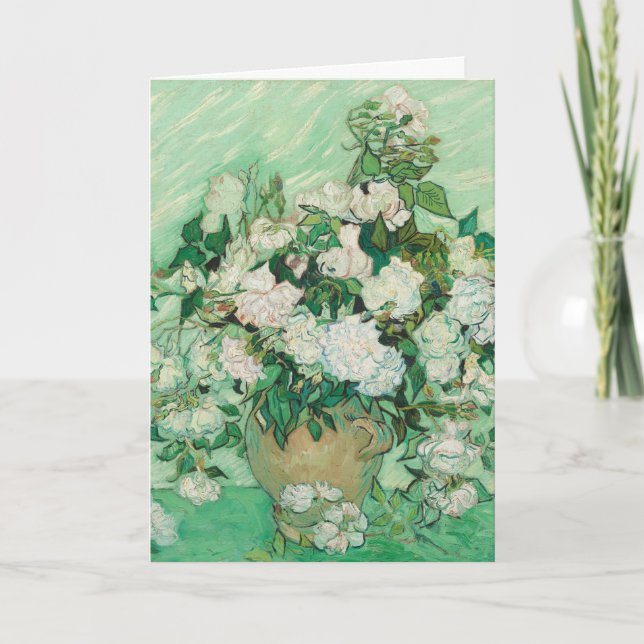 Graceful Roses in a Vase by Vincent van Gogh Card (Front)