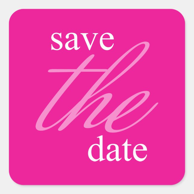 Graceful Save The Date Label (Magenta Pink) (Front)
