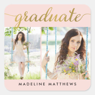 Graceful Script EDITABLE COLOR Graduation Stickers