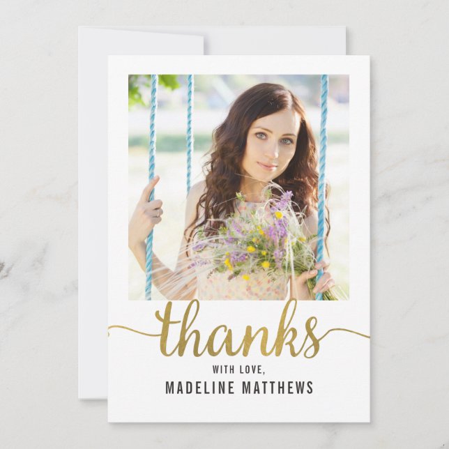 Graceful Script EDITABLE COLOR Thank You Card (Front)