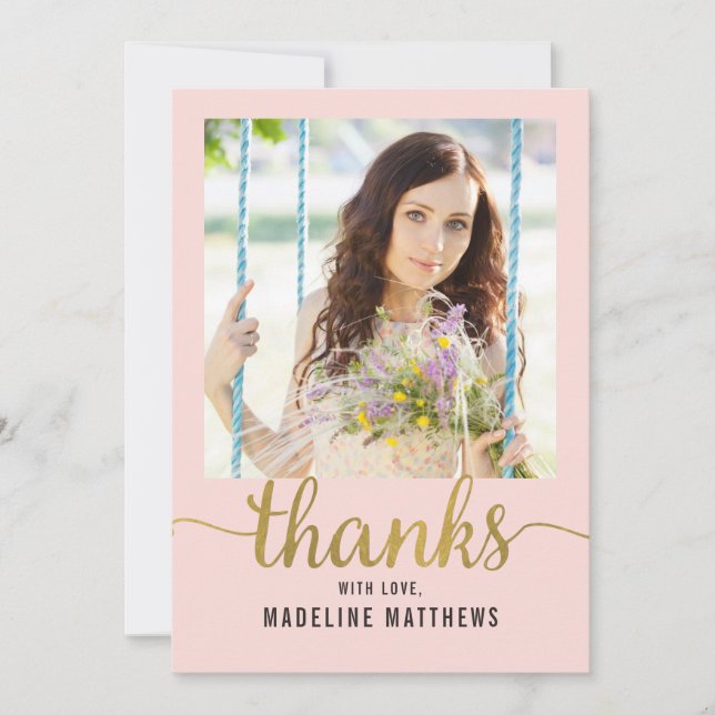 Graceful Script EDITABLE COLOR Thank You Card (Front)