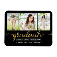 Graceful Script Graduation Announcement Magnet