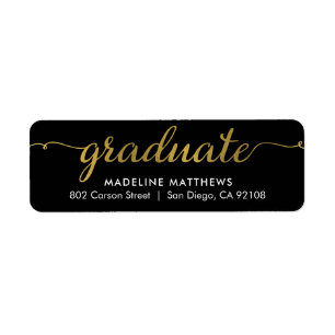 Graceful Script Graduation Return Address Label