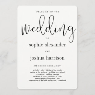 Graceful Script Wedding Ceremony Program Black Programme
