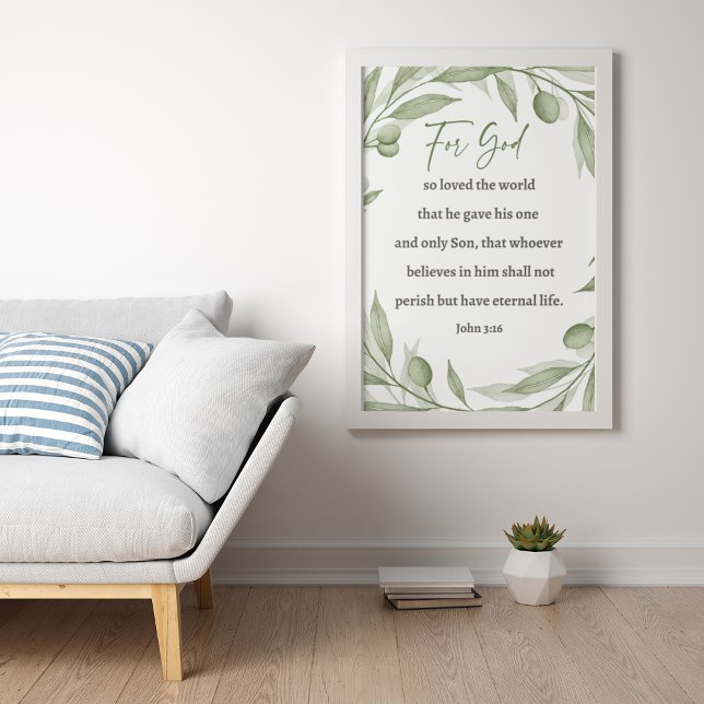 Graceful Scripture Art - John 3 16 Olive Branch  Poster (Creator Uploaded)