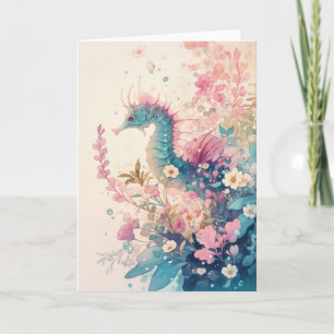 Graceful Seahorse in a Sea of Colours Card
