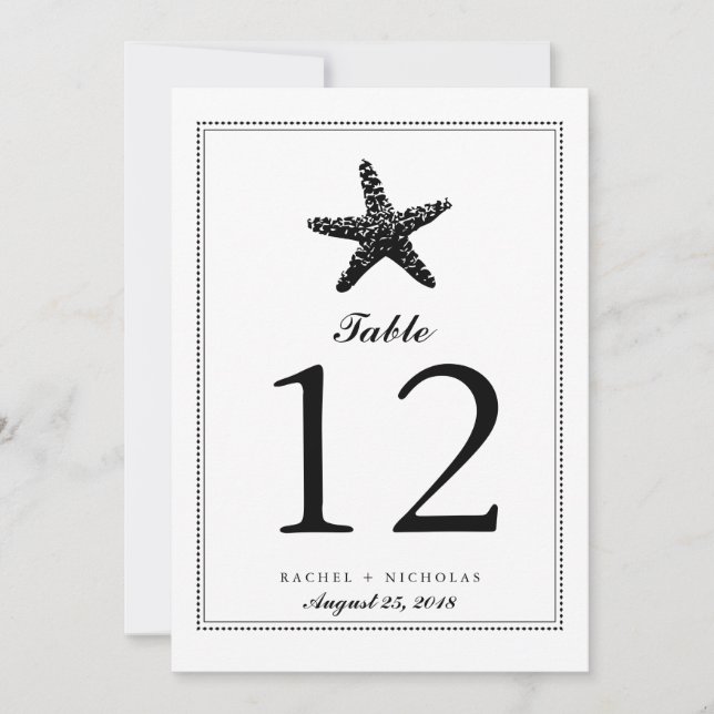 Graceful Starfish Black | Table Number (Front)