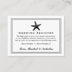 Graceful Starfish Classic Black Gift Registry Enclosure Card
