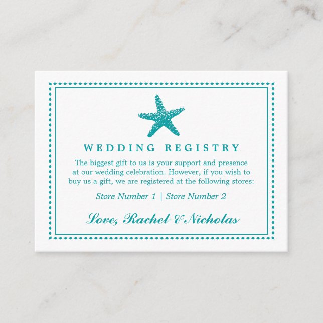 Graceful Starfish | Wedding Gift Registry Enclosure Card (Front)