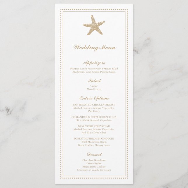 Graceful Starfish | Wedding Menu (Front)