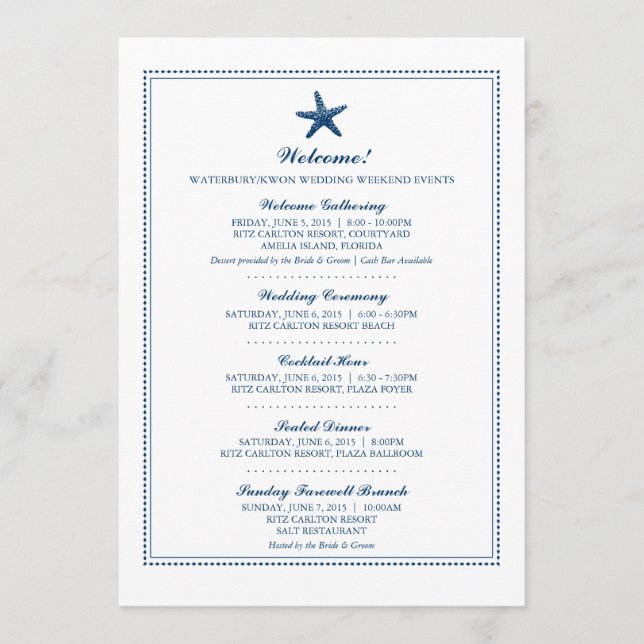 Graceful Starfish | Wedding Programme (Front)