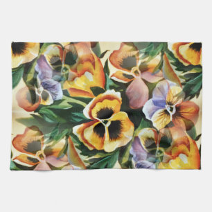 Graceful Stylish Gorgeous Vintage Pattern Pansies Tea Towel