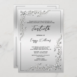 Graceful Stylish Silver Decoration Birthday Party Invitation