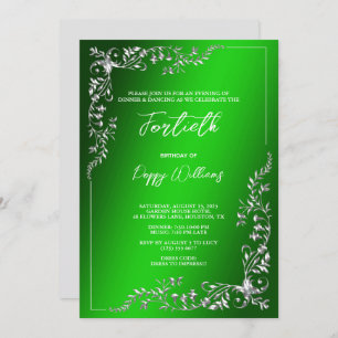 Graceful Stylish Silver Decoration Birthday Party Invitation
