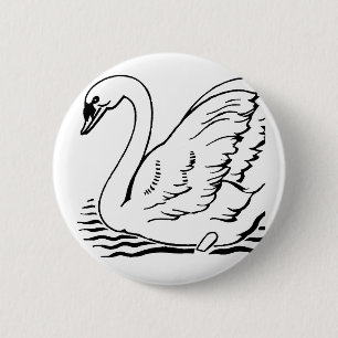 Graceful Swan 6 Cm Round Badge