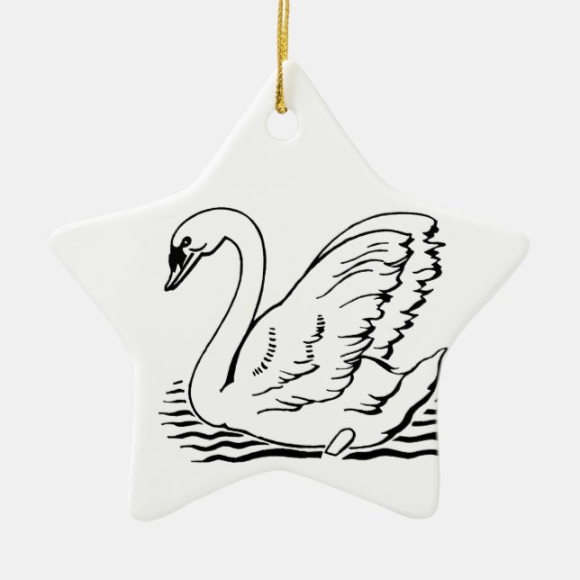 Graceful Swan Ceramic Tree Decoration (Front)