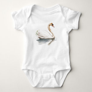 Graceful Swan Gliding on the  Pond  Baby Bodysuit