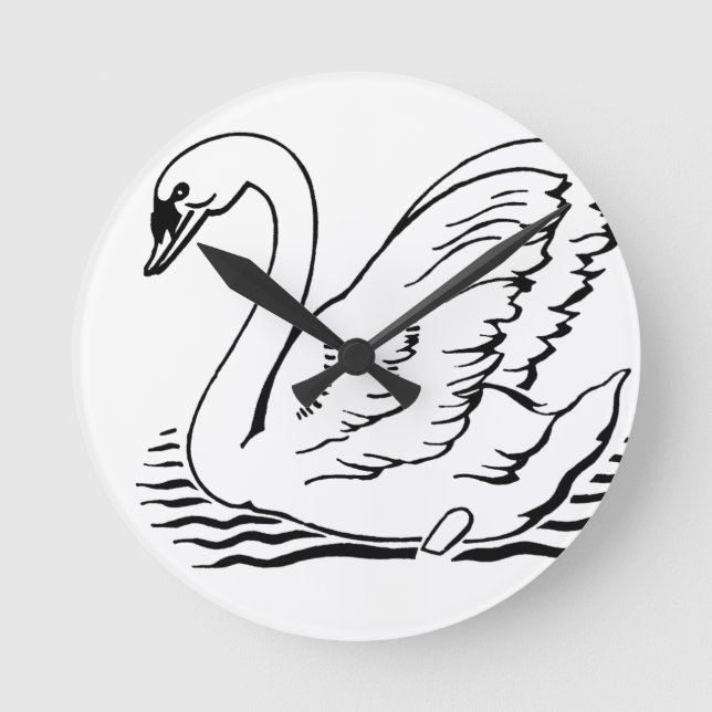 Graceful Swan Round Clock (Front)