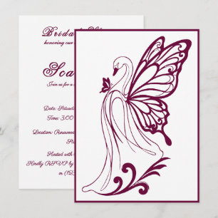 Graceful swan with butterfly wings invitation