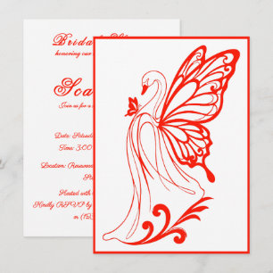 Graceful swan with butterfly wings invitation
