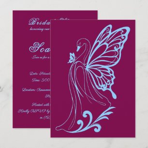 Graceful swan with butterfly wings invitation