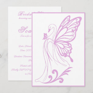 Graceful swan with butterfly wings invitation