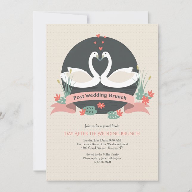Graceful Swans Post Wedding Brunch Invitation (Front)