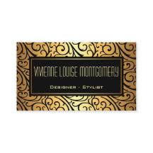 Graceful Sweep Black and Gold Modern Business Card