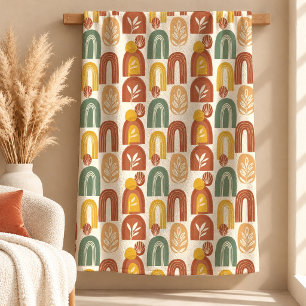 Graceful Terracotta Sage Mustard Shapes Blanket