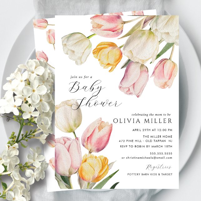 Graceful Tulips Baby Shower Invitation (Creator Uploaded)