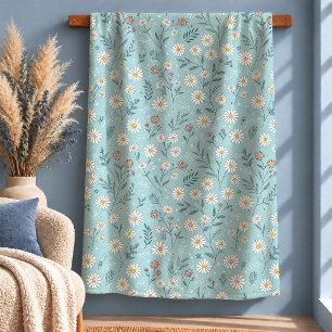 Graceful White Daisies Garden Style Blanket