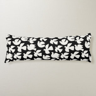 Graceful white flying doves graphic pattern   body cushion