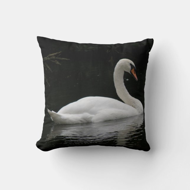 Graceful White Swan Pillow (Front)