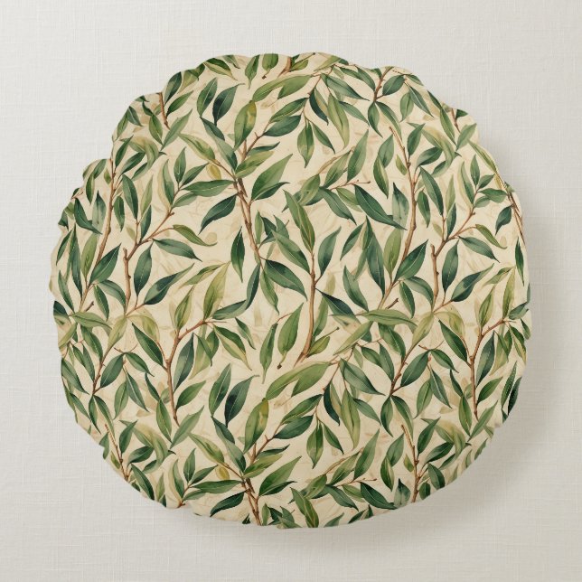 Graceful Willow Branches Round Cushion (Front)