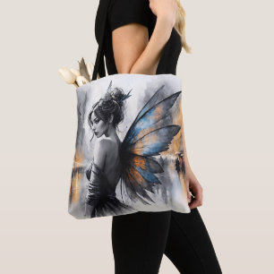 Graceful winged brunette minimalism urban dusk tote bag