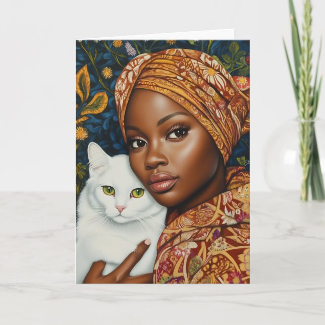 Graceful Woman with Cat Invitation (Front)