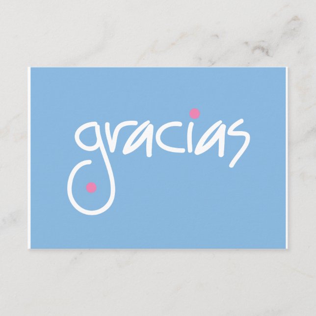Gracias blue and white lettering gift enclosure (Front)