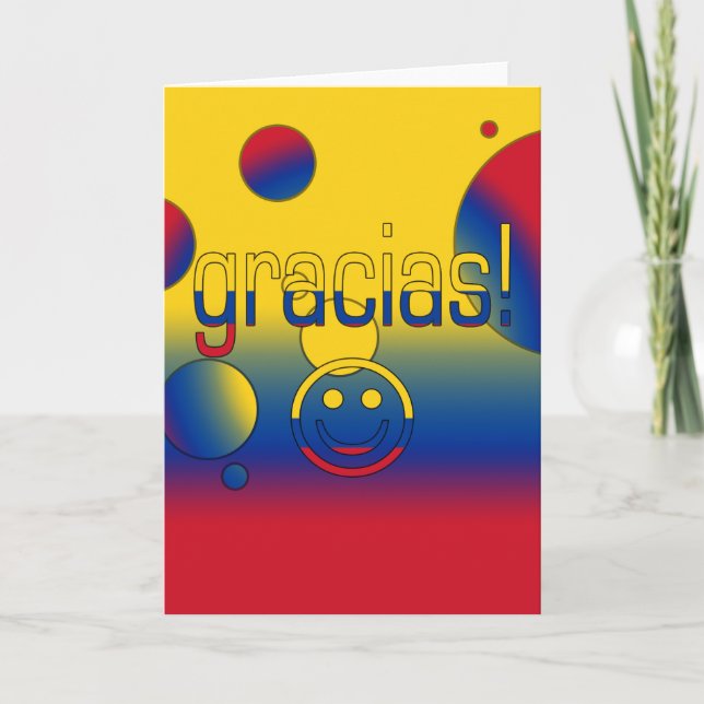 Gracias! Colombia Flag Colours Pop Art Thank You Card (Front)