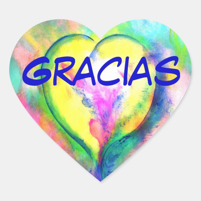 Gracias Corazon Etiqueta Engomada Heart Sticker (Front)