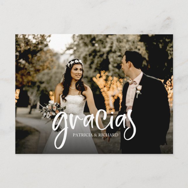 Gracias Cute Wedding Thank You Photo Postcard (Front)