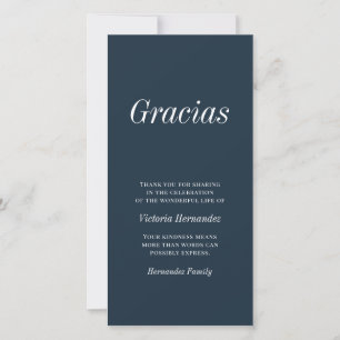 Gracias Modern Typography Memorial Thank You Card