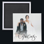 Gracias Photo Thank You Favour Magnet<br><div class="desc">Gracias favour magnets for your wedding guests with your photo and names. Visit our store to see all of our wedding favour products.</div>