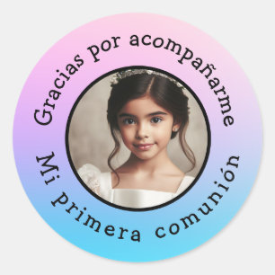 Gracias por acompañarme mi primera comunión foto classic round sticker