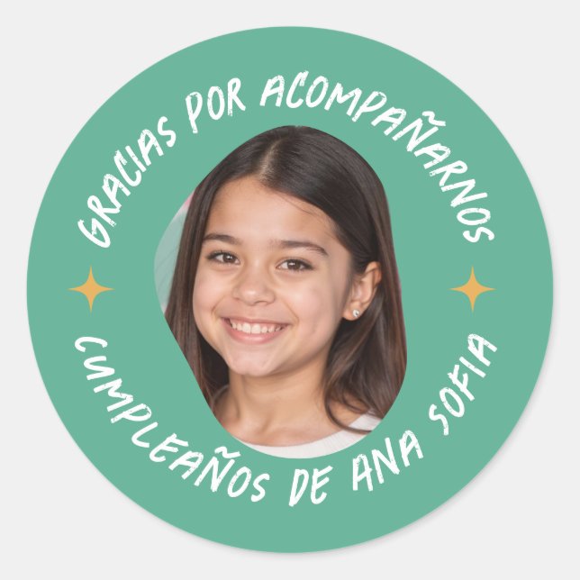 Gracias por acompañarnos cumpleaños con foto classic round sticker (Front)